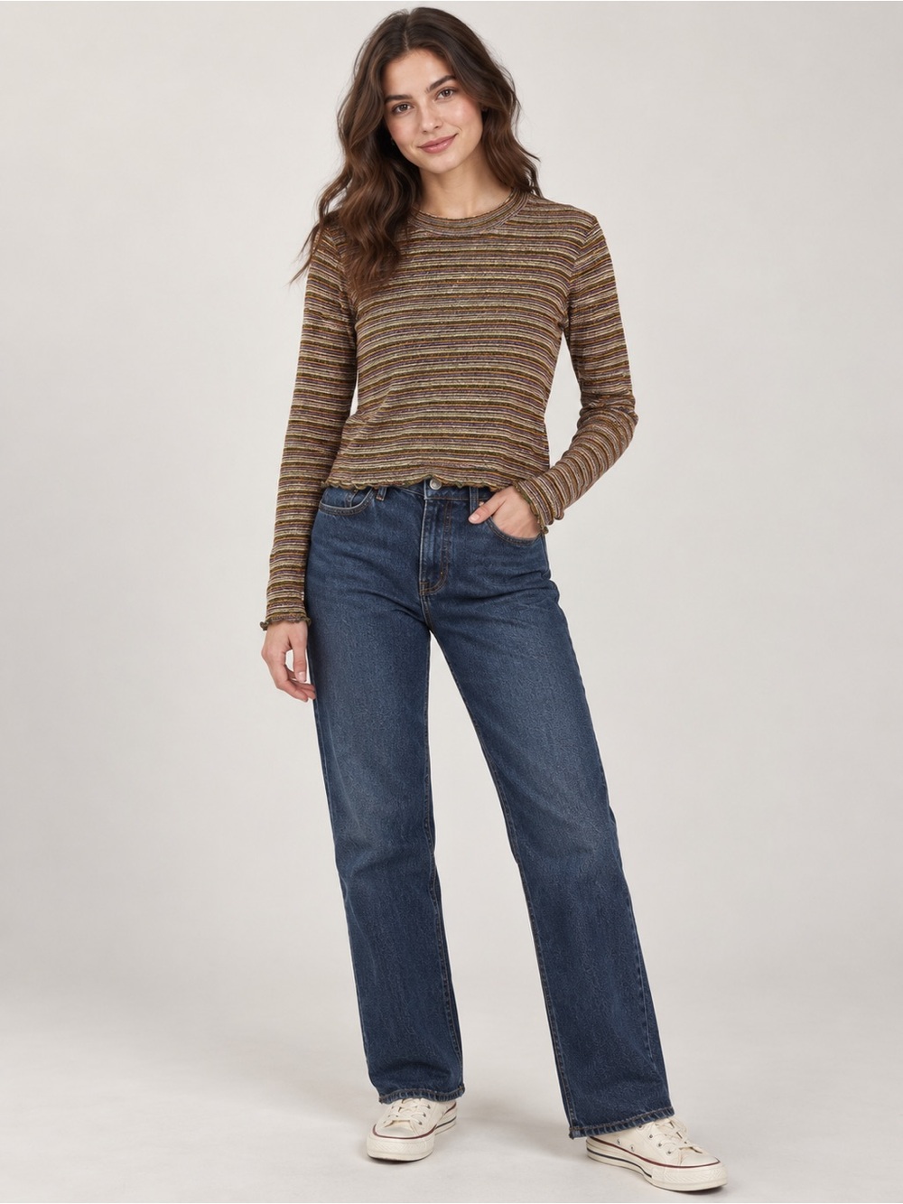 We The Free Multicolor Striped Long Sleeve Top | Medium